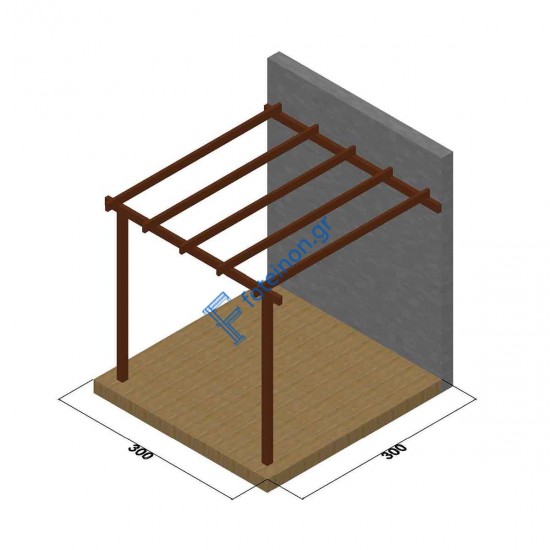 Ξύλινος σκελετός πέργκολας απο τοίχο 300 x 500εκ.