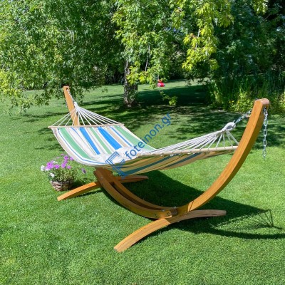 Αιώρα με ξύλινη ράβδο Chillounge Palma Green Bay & σταντ Ευκάλυπτου