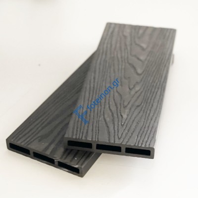 WPC 3D σανίδα περίφραξης 2 x 12 x 360εκ. -γκρι σκούρο