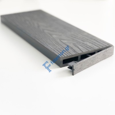 Τάπα περίφραξης WPC 3D wood 2 x 12εκ. - γκρι σκούρο