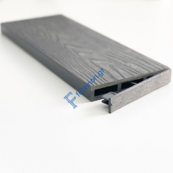 Τάπα περίφραξης WPC 3D wood 2 x 12εκ. - γκρι σκούρο