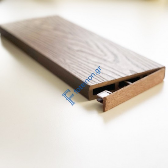 Τάπα περίφραξης WPC 3D wood 2 x 12εκ. - καφέ