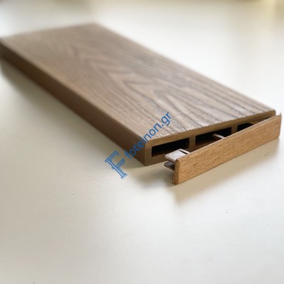 Τάπα περίφραξης WPC 3D wood 2 x 12εκ. - καφέ ανοιχτό