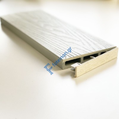 Τάπα περίφραξης WPC 3D wood 2 x 12εκ. - λευκό μπεζ