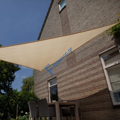 Τρίγωνο πανί σκίασης 285gsm γωνία 90°  5x5x7,1μ. Άμμος