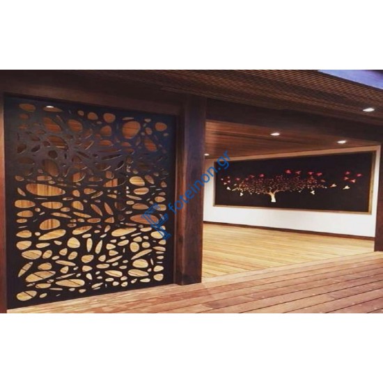 Διακόσμηση και κάλυψη εξωτερικών χώρων με διαμορφωμένη μαύρη λαμαρίνα (τιμή τ.μ)