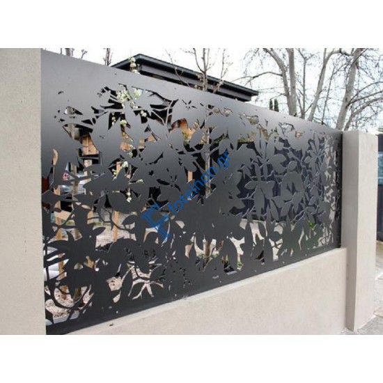 Φράχτες και περιφράξεις με διαμορφωμένη μαύρη λαμαρίνα (τιμή τ.μ)