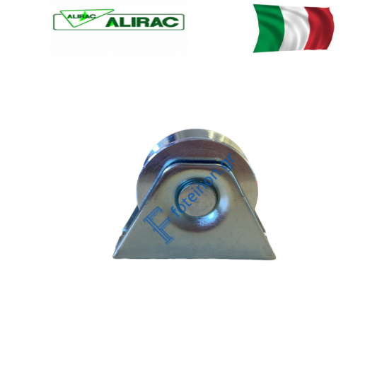 Ράουλο (ρόδα) Φ60 γαλβανιζέ ,σχήμα V (για γωνία) Alirac ,με βάση εξωτερική, για αυλόπορτες σιδήρου.