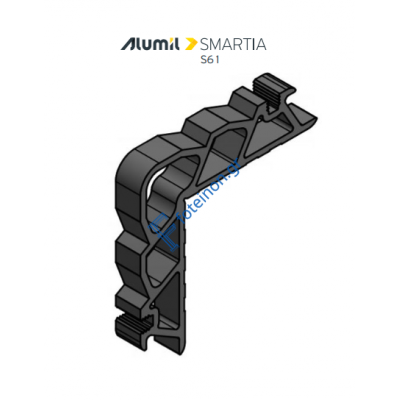 Γωνιά σύνδεσης πρεσσαριστή καρφωτή 19x10,5mm για προφίλ Κάσα ανοιγομένου S61652 σειράς S61 Smartia Alumil 1131910500