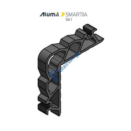 Γωνιά σύνδεσης πρεσσαριστή καρφωτή 19x10,5mm για προφίλ Κάσα ανοιγομένου S61652 σειράς S61 Smartia Alumil 1131910500