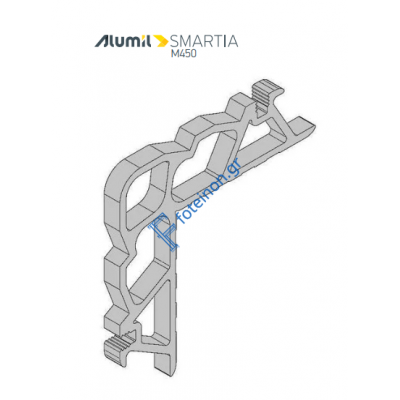 Γωνία σύνδεσης πρεσσαριστή 23x6.2mm φύλλου Μ4542 της σειράς M450 Alumil 1132306200