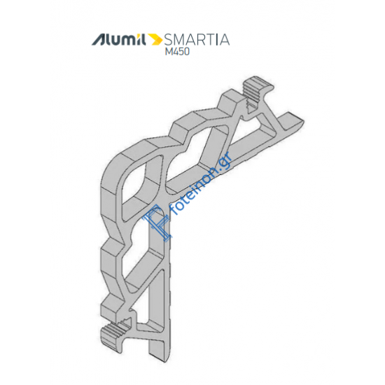Γωνία σύνδεσης πρεσσαριστή 23x6.2mm φύλλου Μ4542 της σειράς M450 Alumil 1132306200