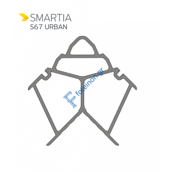 Γωνία σύνδεσης γωνιάστρας μεγάλη μέσα 57,4x25,8mm για το φύλλο πόρτας Camera S61552  S67552 της σειράς S61 & S67 Alumil  1135725800