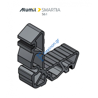 Γωνιά σύνδεσης πρεσσαριστή με Ρειζ 19x19,2mm για προφίλ Κάσα ανοιγομένου S61652 σειράς S61 Smartia Alumil 1141919200
