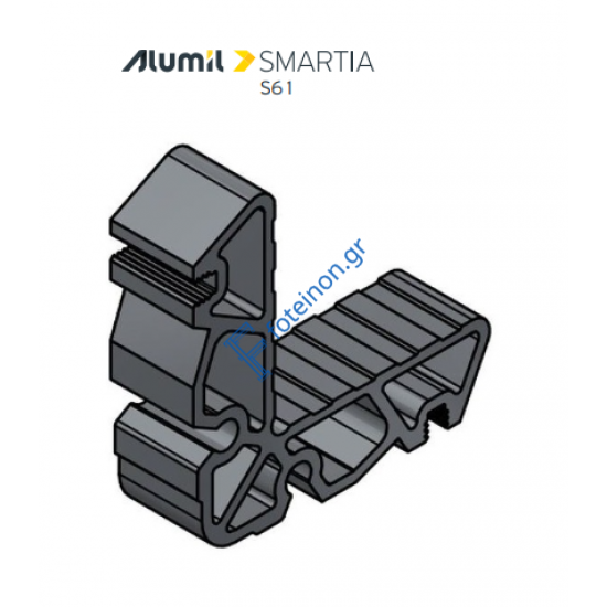 Γωνιά σύνδεσης πρεσσαριστή με Ρειζ 19x19,2mm για προφίλ Κάσα ανοιγομένου S61652 σειράς S61 Smartia Alumil 1141919200