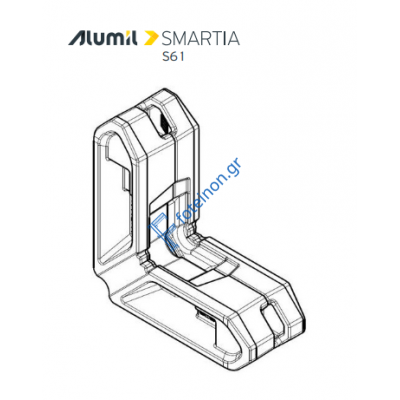 Γωνία σύνδεσης διαιρούμενη χυτή 20x26,2mm για Φύλλο τζαμιού European Groove S61936 σειράς S61 Smartia Alumil 1405832000