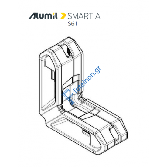 Γωνία σύνδεσης διαιρούμενη χυτή 20x26,2mm για Φύλλο τζαμιού European Groove S61936 σειράς S61 Smartia Alumil 1405832000