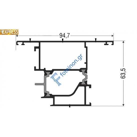Φύλλο Είσοδου Ανοιγόμενου έξω European Groove M19722 σειράς Μ9660 Smartia Alumil 6.5m σε χρώμα λευκό 9016