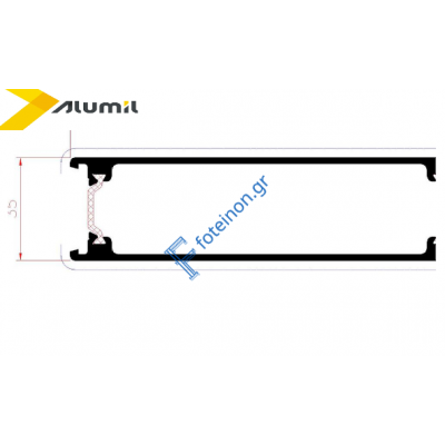 Ραμποτέ αλουμινίου θέρμο M19725 Alumil 6m σε χρώμα λευκό 9016
