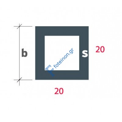 Προφίλ αλουμινίου τετράγωνο(καρέ) 20x20 Alumil 6m σε χρώμα άβαφο