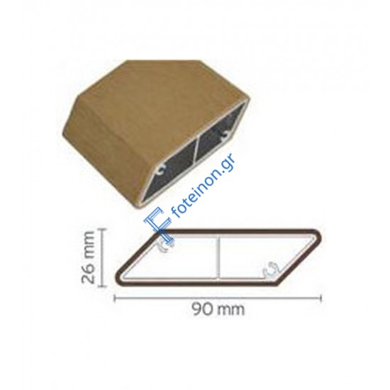 Προφίλ αλουμινίου Woodalux 25x90 με επικάλυψη συνθετικού ξύλου 6μ. σε χρώμα Charcoal JK08