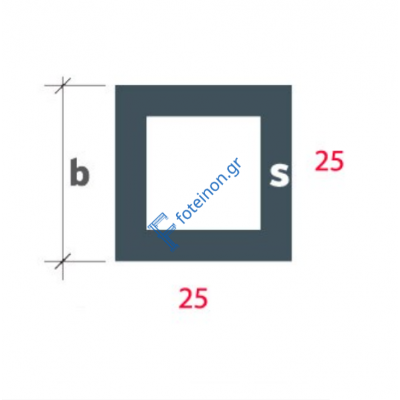 Προφίλ αλουμινίου τετράγωνο (καρέ) S-25x25x1.3 Alumil 5m άβαφο