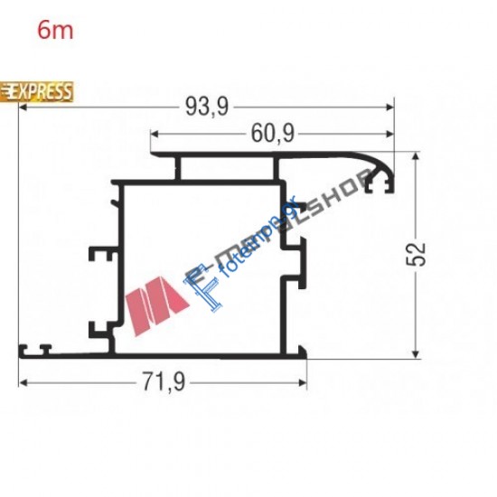 Φύλλο εισόδου European Groove M9597 σειράς Μ9400 Comfort Alumil 6m σε χρώμα λευκό 9016