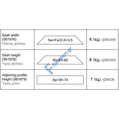 Εξαρτηματα για 2φ Ανοιγόμενο ΤΖ  S61500 κάσα 12,2cm.  S61976 της σειράς  S61 περιμετρικό