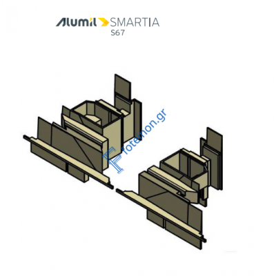 Ζεύγος ταπών μπινί κρυφού φύλλου S67 PVC Alumil 3006792403