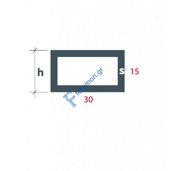Προφίλ αλουμινίου Ορθογώνιο (καρέ) S-30x15 Alumil 5m σε χρώμα λευκό 9016