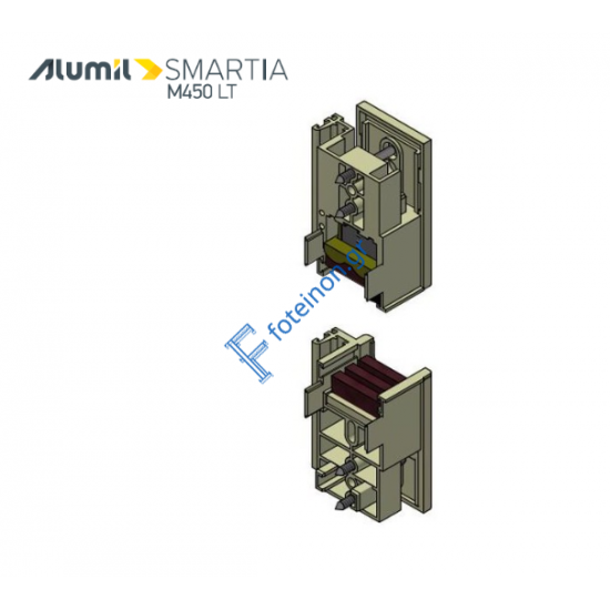 Αριστερό σετ ταπών γάντζου 25mm της σειράς M450 LT Alumil 3114455001