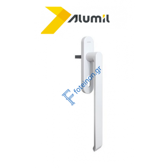 Διπλή Λαβή μεγάλη 252mm ανασυρόμενου με καρε 10x10mm και θέση κυλίνδρου, λευκή Alumil 3802814702