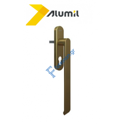 Διπλή Λαβή μεγάλη 252mm ανασυρόμενου με καρε 10x10mm και θέση κυλίνδρου, μπρονζέ Alumil 3802814707