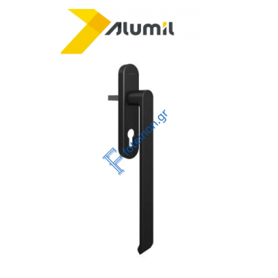 Διπλή Λαβή μεγάλη 252mm ανασυρόμενου με καρε 10x10mm και θέση κυλίνδρου, μαύρο ματ Alumil 3802814761