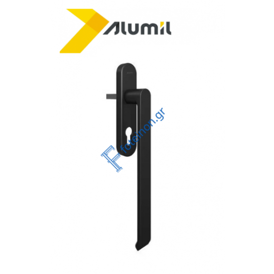 Διπλή Λαβή μεγάλη 252mm ανασυρόμενου με καρε 10x10mm και θέση κυλίνδρου, μαύρο ματ Alumil 3802814761