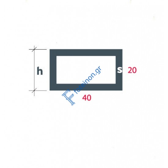 Προφίλ αλουμινίου Ορθογώνιο(καρέ) S-40x20 Alumil 6m σε χρώμα λευκό 9016