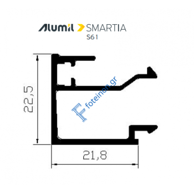 Πηχάκι 22,5mm S60452 σειράς S61 Alumil 6m σε χρώμα λευκό 9016