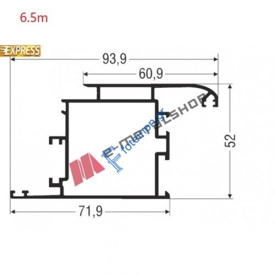 Φύλλο εισόδου European Groove M9597 σειράς Μ9400 Comfort Alumil 6.5m σε χρώμα λευκό 9016