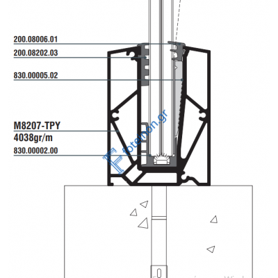 Σετ προφιλ + εξαρτηματα για Μ8207 8+8 triplex Σύστημα επιδαπέδιας στήριξης.