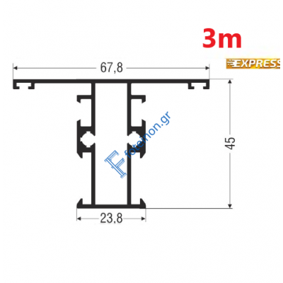 Ταύ M9305 σειράς Μ9400 Comfort Alumil 3m σε χρώμα καφέ 8014