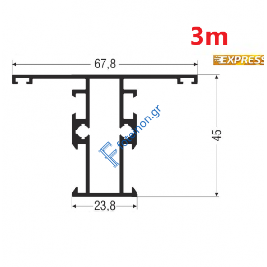 Ταύ M9305 σειράς Μ9400 Comfort Alumil 3m σε χρώμα καφέ 8014