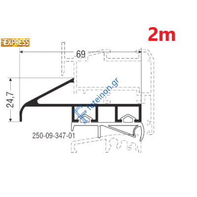 Πρόσθετο αλουμινίου M9347 της σειράς M9400 Comfort Alumil 2m σε χρώμα καφέ 8014