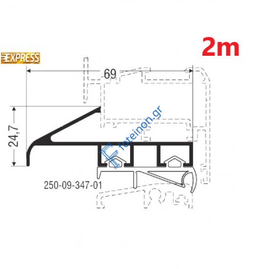 Πρόσθετο αλουμινίου M9347 της σειράς M9400 Comfort Alumil 2m σε χρώμα καφέ 8014