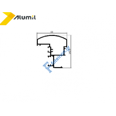 Μπινί για φύλλα European Groove M9554 σειράς Μ9400 Comfort Alumil 6m σε χρώμα λευκό 9016
