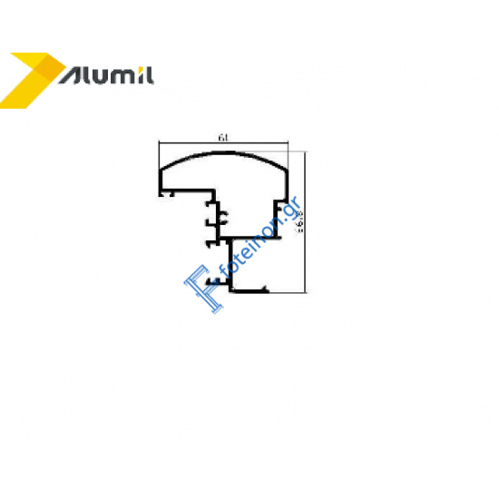 Μπινί για φύλλα European Groove M9554 σειράς Μ9400 Comfort Alumil 6m σε χρώμα λευκό 9016