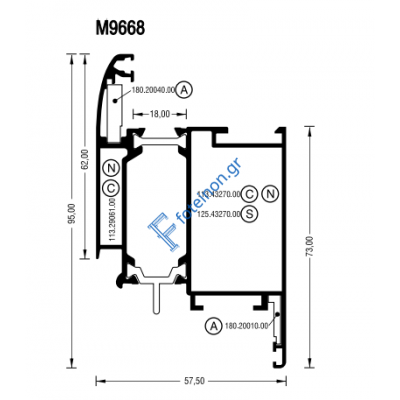 Ταύ M9658  για κάσες σειράς Μ9650 Alumil 6m σε χρώμα λευκό 9016