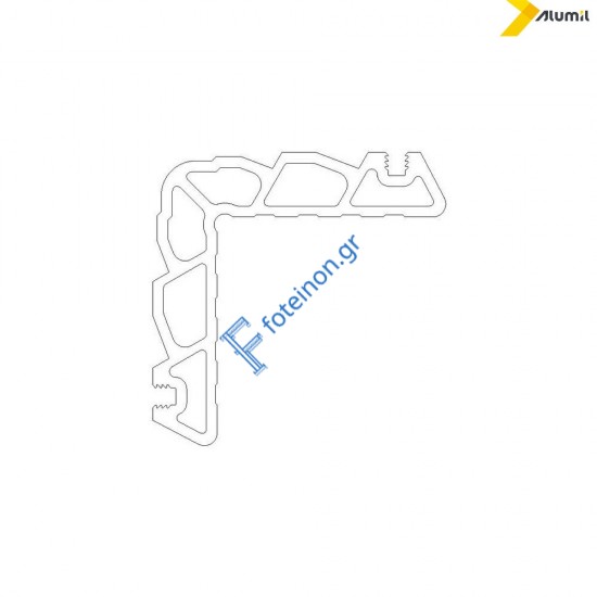 Γωνία σύνδεσης γωνιάστρας για προφίλ 19700,19702 15,6x28mm Alumil 1131527500