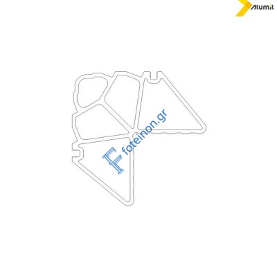 Γωνία σύνδεσης φύλλου πόρτας γωνιάστρας για προφιλ Μ19690,Μ19722 43,4x25,3mm Alumil 1134325100