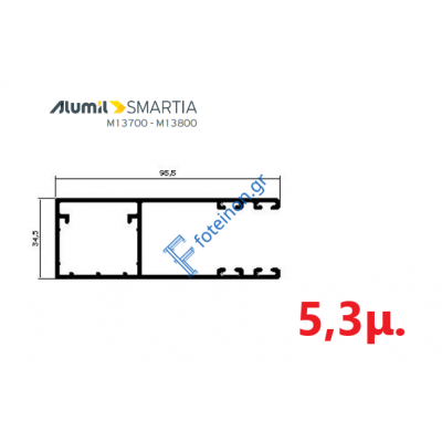 Οδηγός / Κανάλι Ρολού M1010 – Λευκό 9016 – 5,3m – Alumil