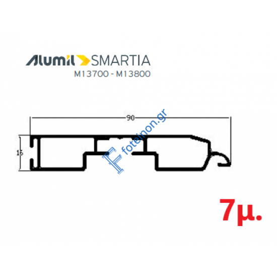 Κατωκάσι γκαραζόπορτας M1026– Λευκό 9016 – 7m – Alumil
